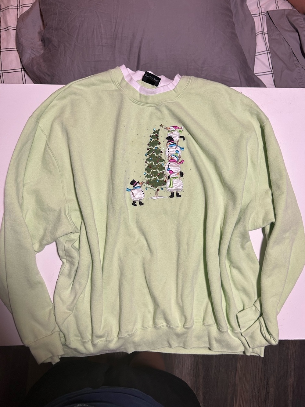 VTG Snowman Embellished Christmas Crewneck Sweatshirt 3XL Womens